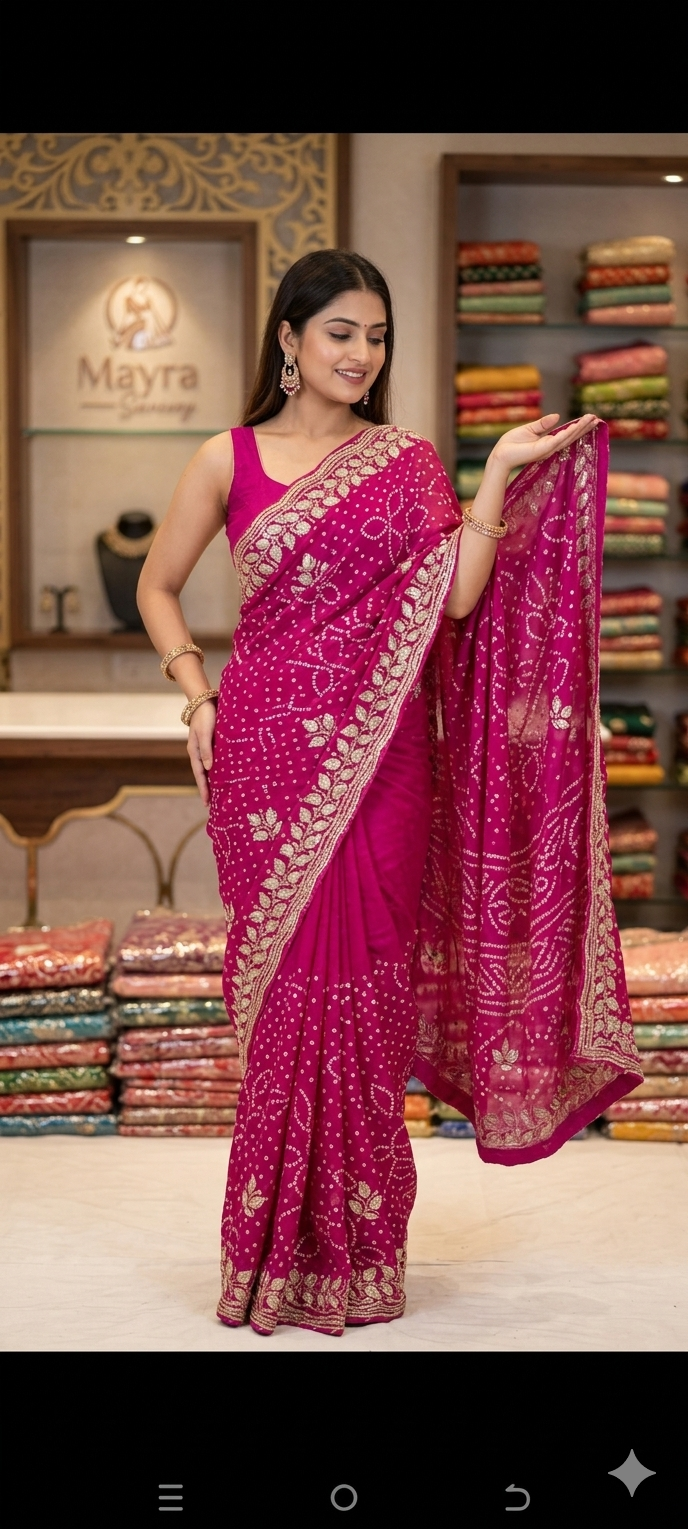 Elegant Pink Embroidered Saree with Designer Border