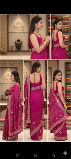 Elegant Pink Embroidered Saree with Designer Border