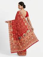 Red Bandhani Designer Saree with Royal Elephant Border | Elegant Festive Wear Saree
