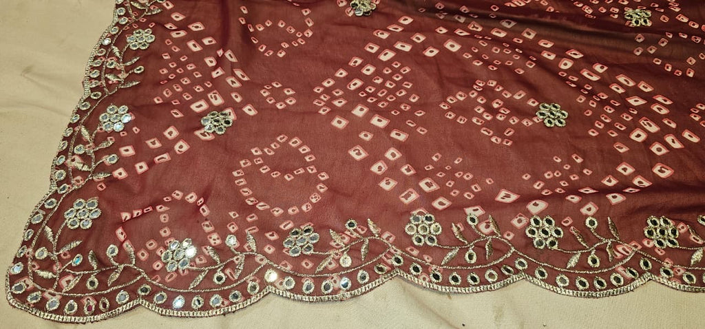 Chunri Bandhej Saree with Heavy Embroidered Border – Premium Georgette Designer Saree