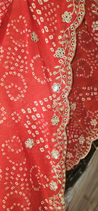 Chunri Bandhej Saree with Heavy Embroidered Border – Premium Georgette Designer Saree