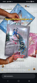 Elegant Peacock Digital Print Organza Saree with Delicate Border