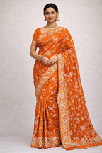 Premium Floral Embroidered Bengali Style Saree with Designer Border | Party Wear & Festive Collection