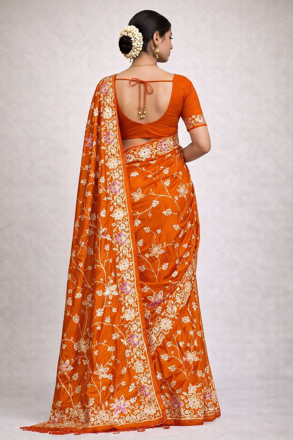 Premium Floral Embroidered Bengali Style Saree with Designer Border | Party Wear & Festive Collection