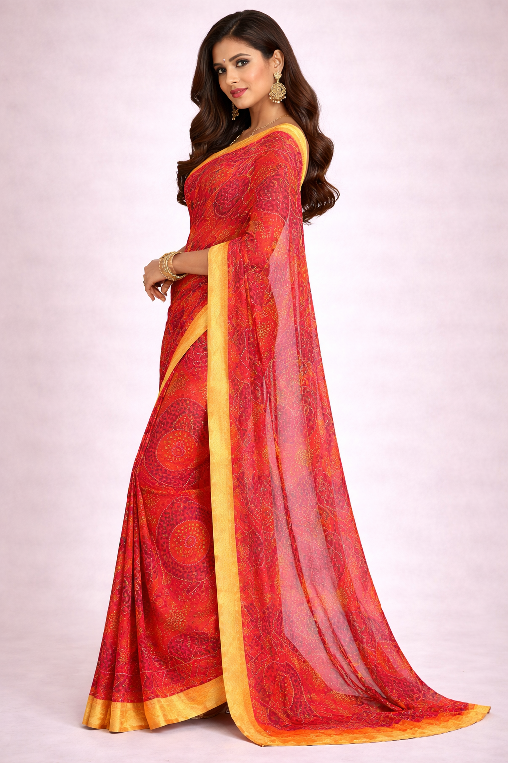 Red Shekhawati Printed Saree for Women | Rajasthani Traditional Designer Saree | Shekhawati Collection