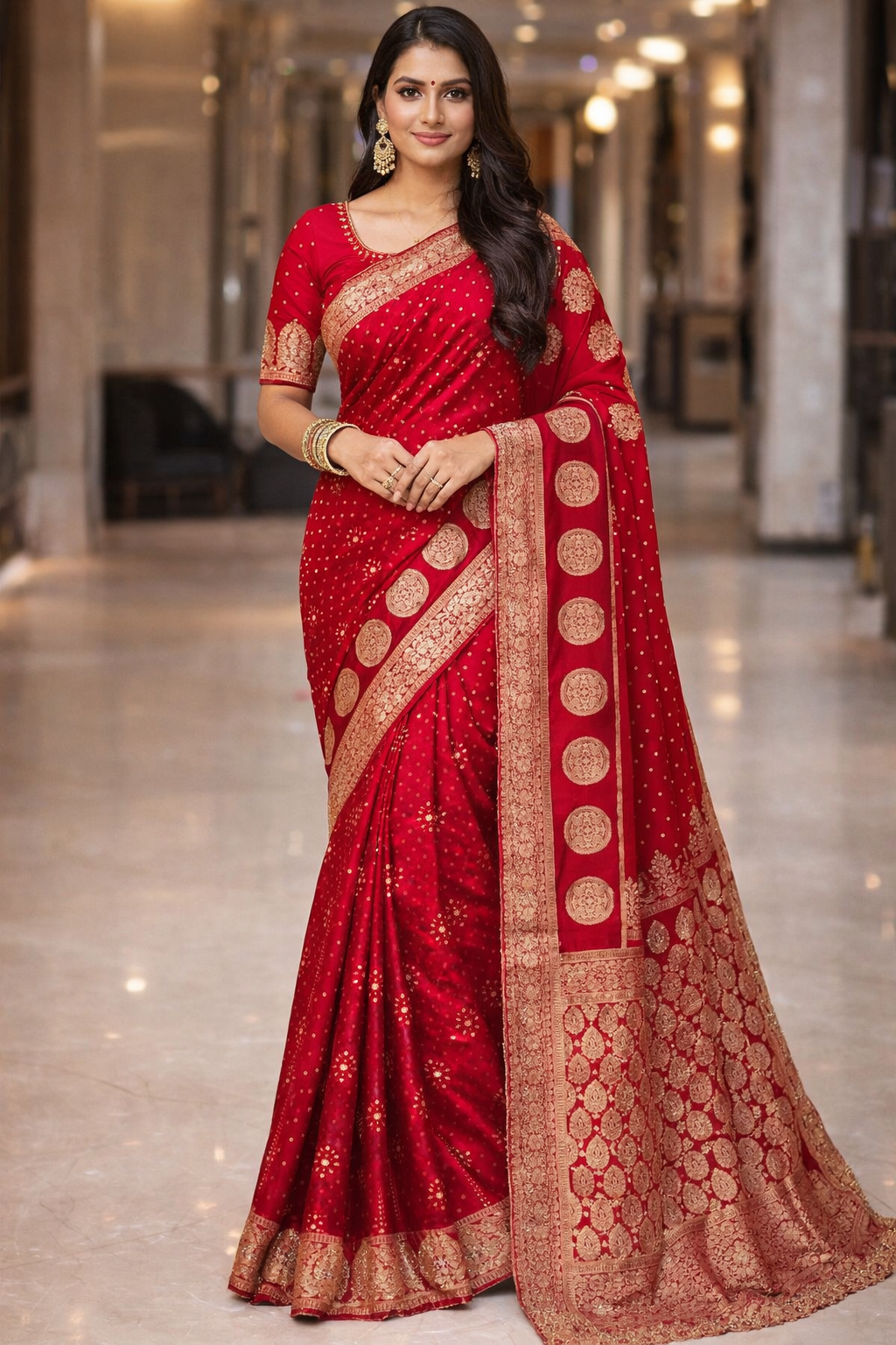 Red Banarasi Silk Saree for Women with Rich Zari Work | Designer Wedding & Festive Saree