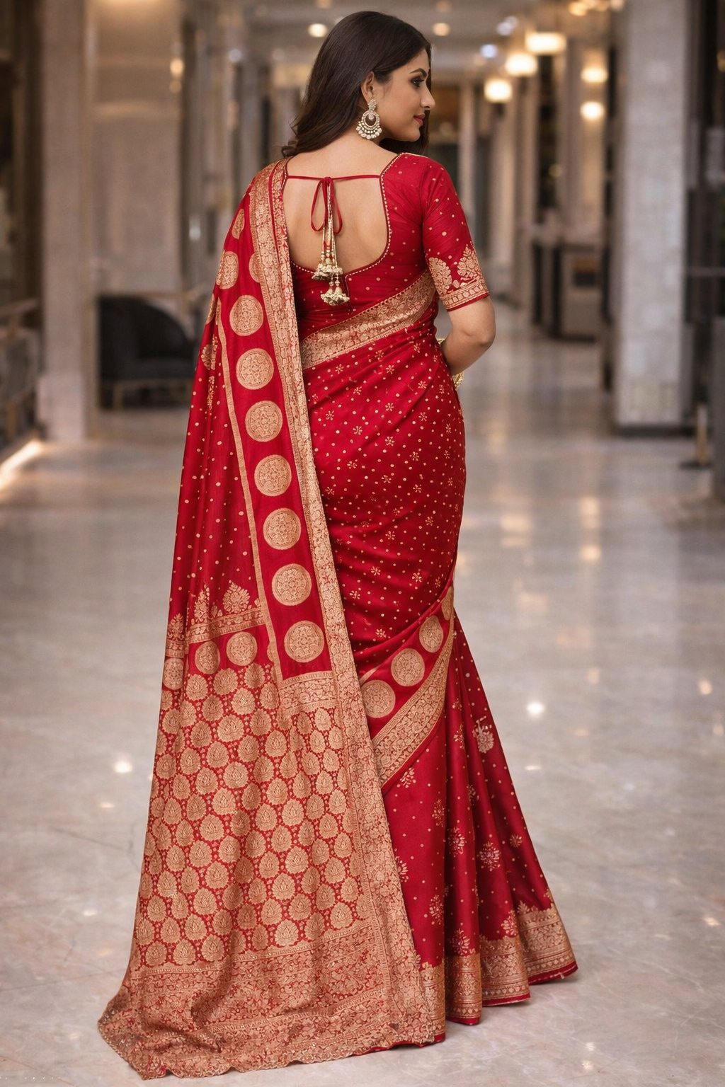 Red Banarasi Silk Saree for Women with Rich Zari Work | Designer Wedding & Festive Saree