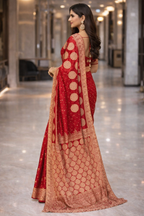 Red Banarasi Silk Saree for Women with Rich Zari Work | Designer Wedding & Festive Saree