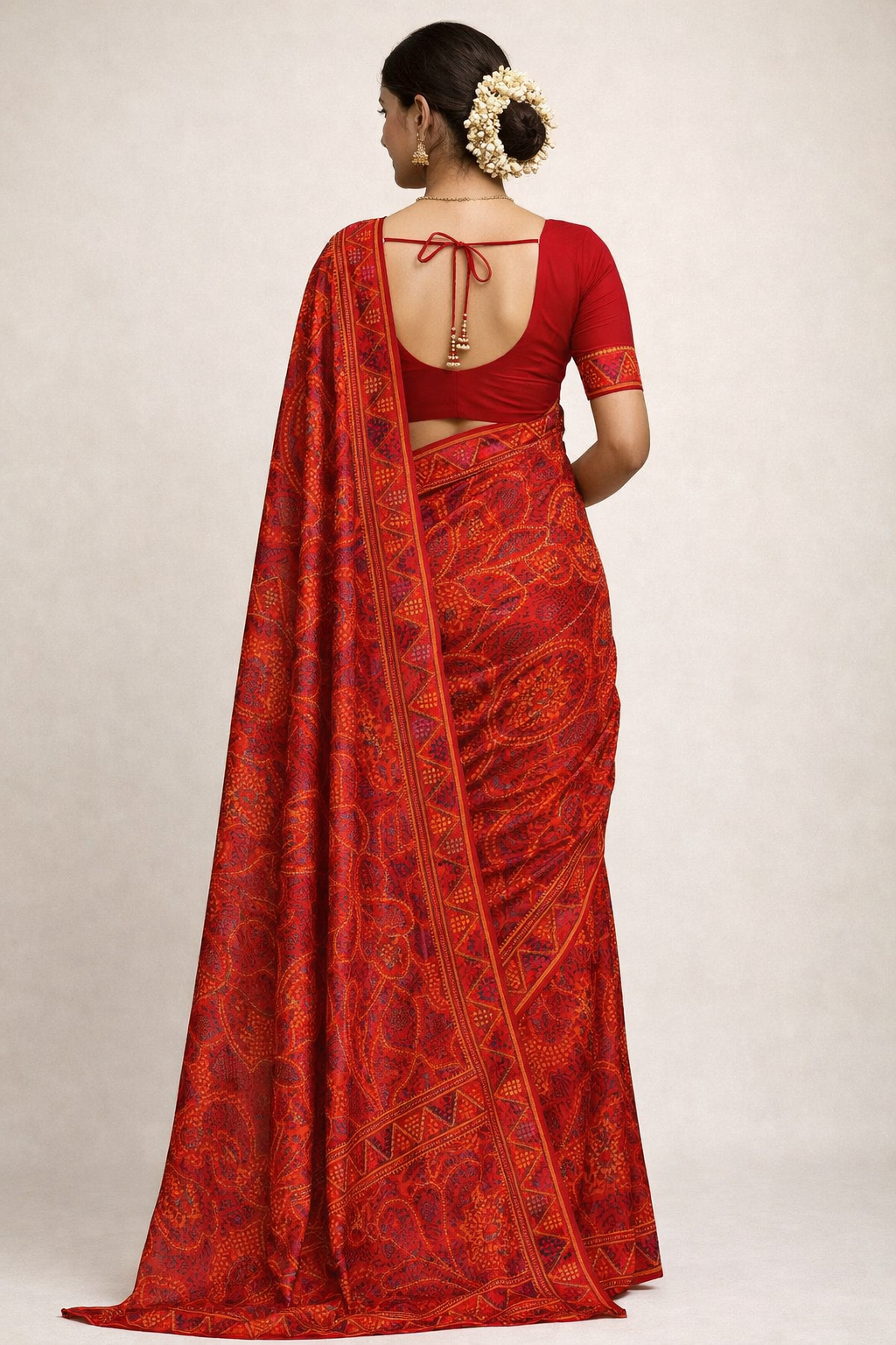 Red Shekhawati Printed Saree for Women | Traditional Rajasthani Ethnic Designer Saree