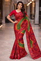 Traditional Shekhawati Printed Saree for Women | Multicolor Bandhani Style Designer Saree