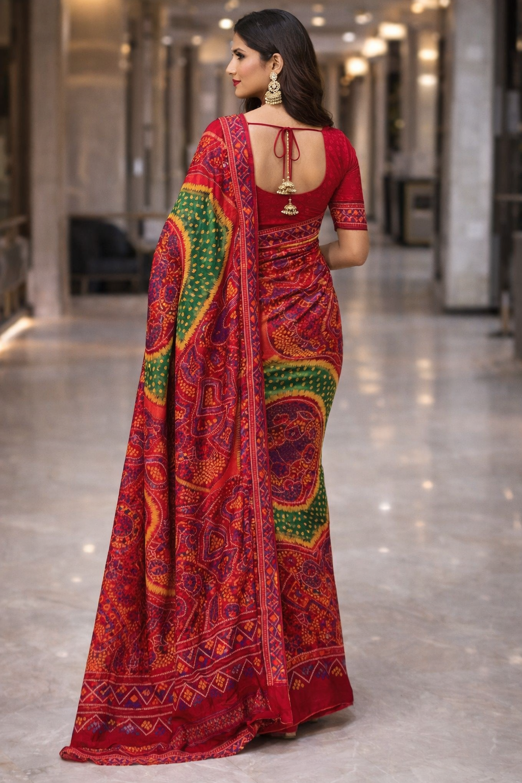 Traditional Shekhawati Printed Saree for Women | Multicolor Bandhani Style Designer Saree