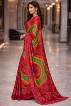 Traditional Shekhawati Printed Saree for Women | Multicolor Bandhani Style Designer Saree