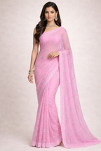 Pink Designer Georgette Saree with Sequin Work | Elegant Party Wear & Festive Saree for Women