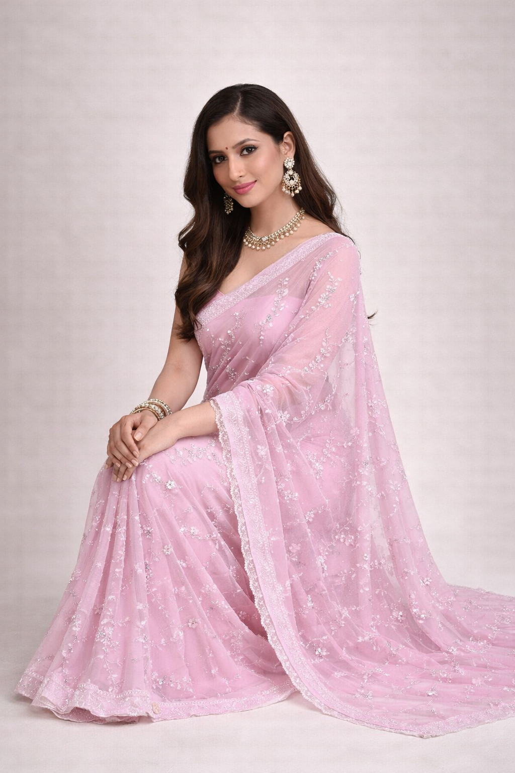 Pink Designer Georgette Saree with Sequin Work | Elegant Party Wear & Festive Saree for Women