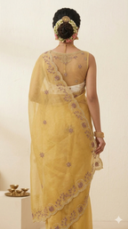 Elegant Floral Work Organza Saree | Lightweight Party Wear