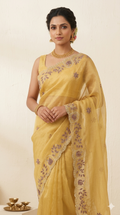 Elegant Floral Work Organza Saree | Lightweight Party Wear