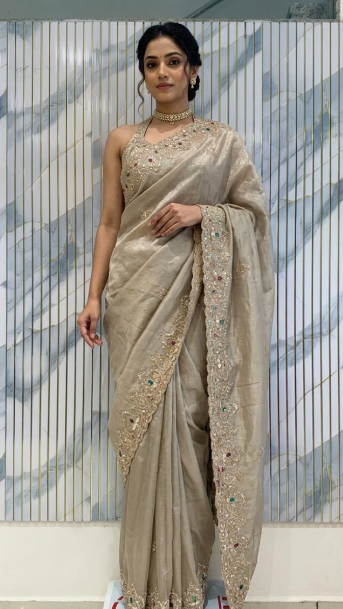 Crepe Fabric Sequence Zardosi Work Heavy Designer Blouse
