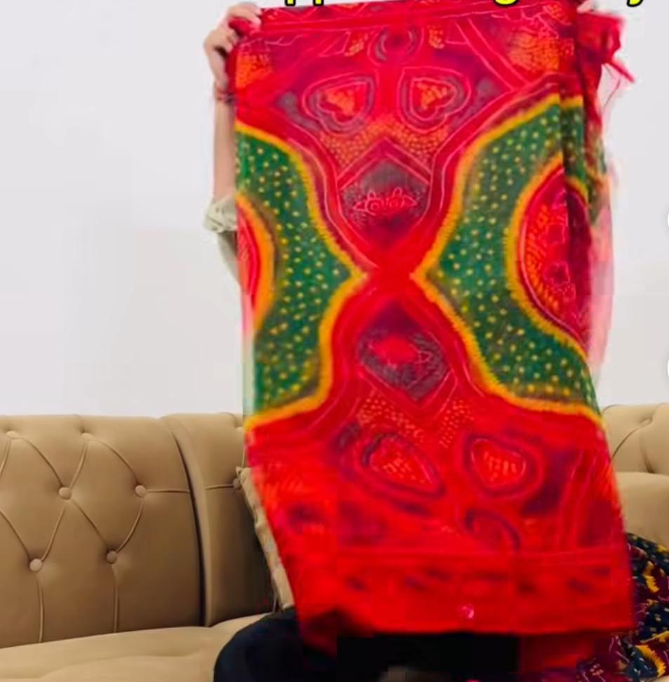Traditional Rajasthani Bandhani Print Cotton Saree – Vibrant Multicolor