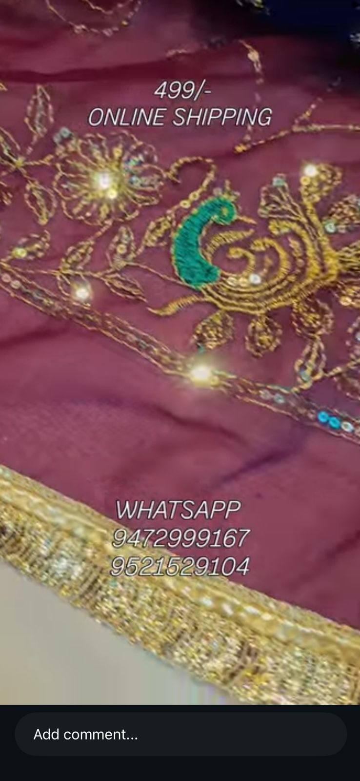 Royal Peacock Zari & Sequin Embroidered Georgette Saree