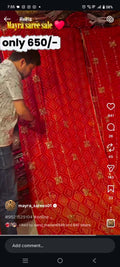 Traditional Red Bandhani Saree with Gota Patti Work