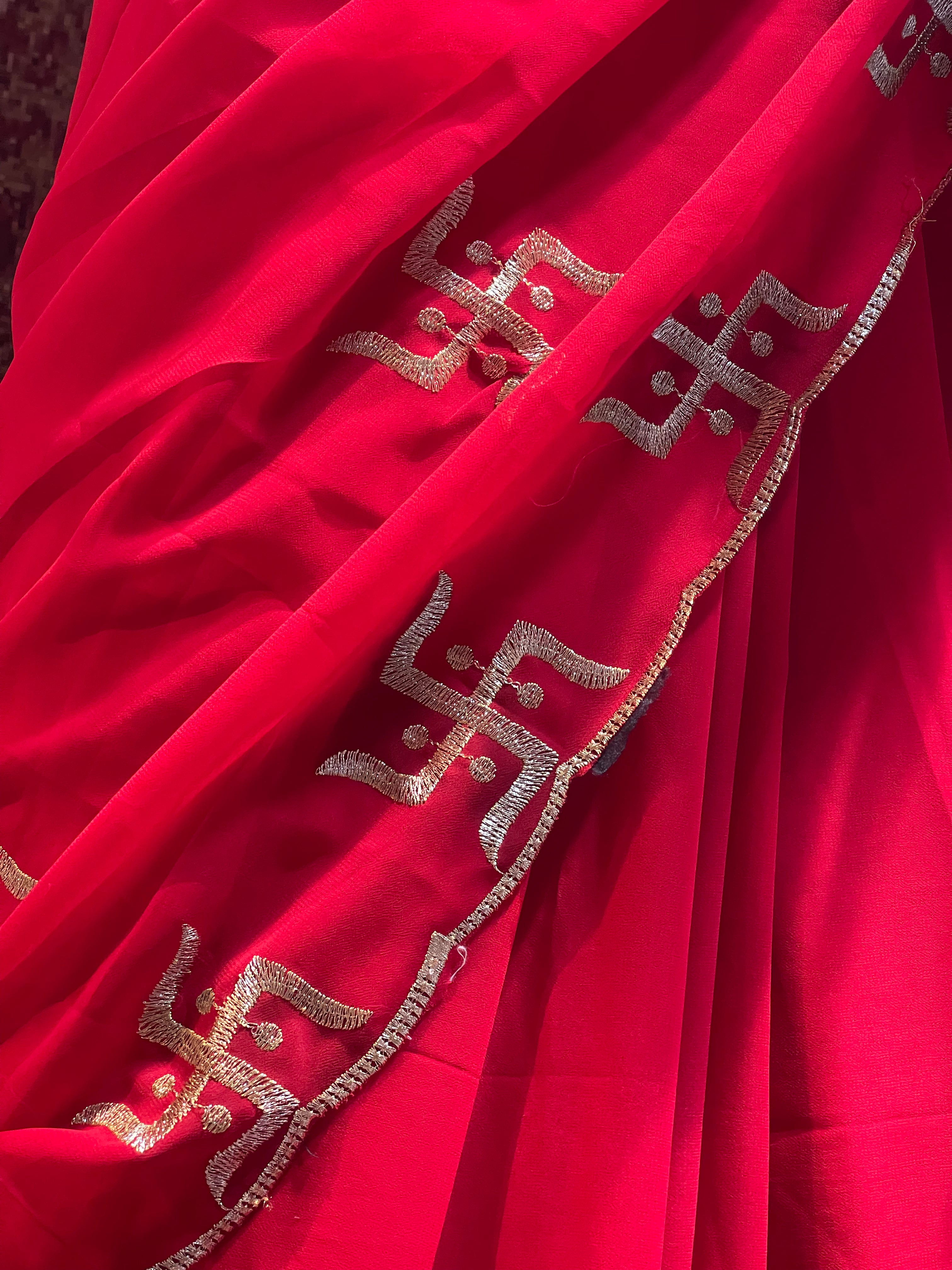 SWASTIK 60GM Georgette RED