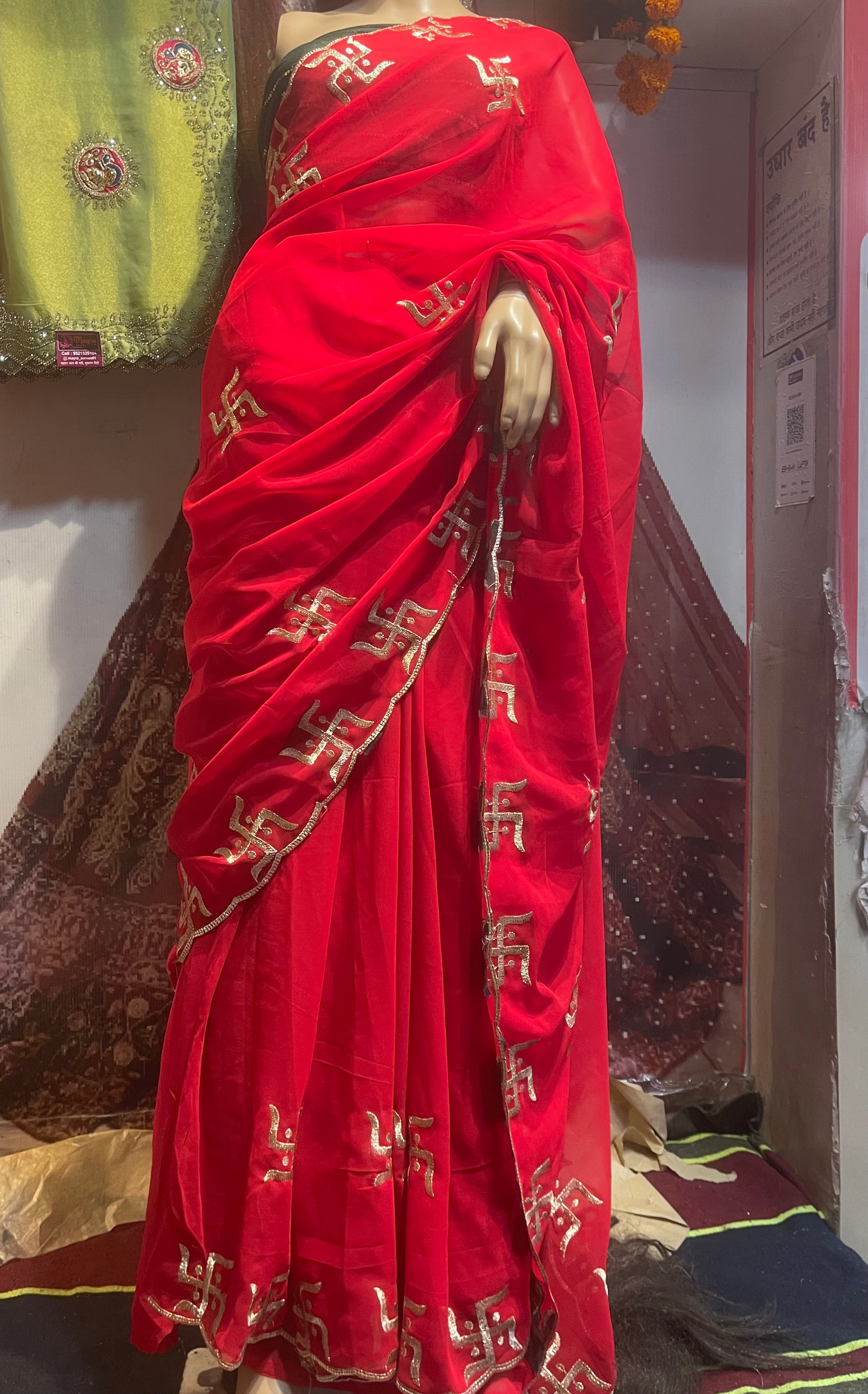 SWASTIK 60GM Georgette RED