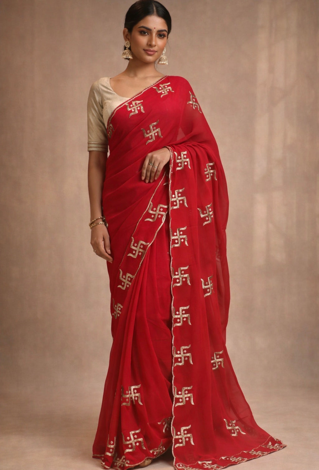 SWASTIK 60GM Georgette RED