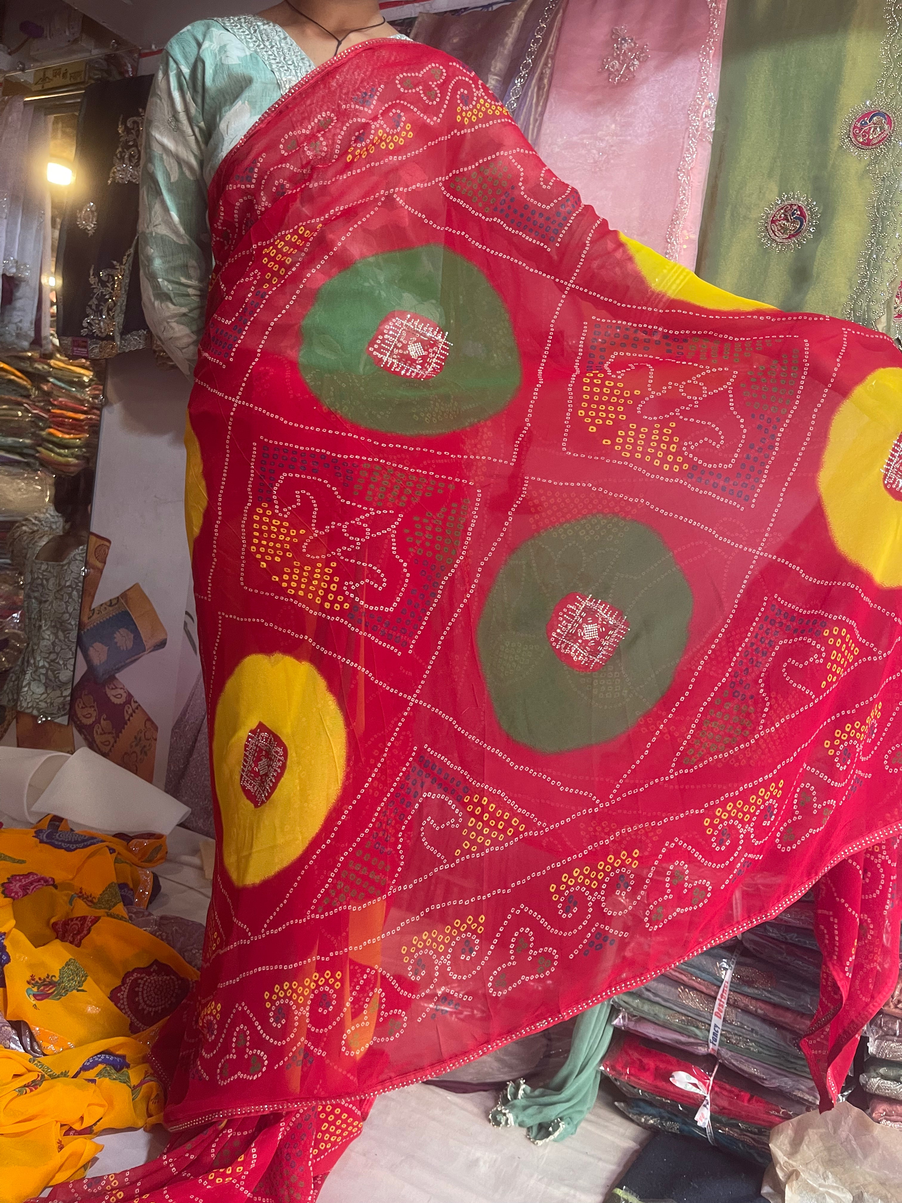 Elegant Printed Saree with Contrast Designer Pallu (Available in Red & Blue)