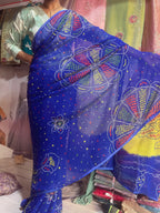 Elegant Printed Saree with Contrast Designer Pallu (Available in Red & Blue)