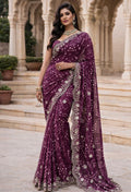 Chunri Bandhej Saree with Heavy Embroidered Border – Premium Georgette Designer Saree