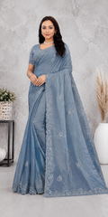 Elegant Party Wear Sequin Embroidered Saree for Women
