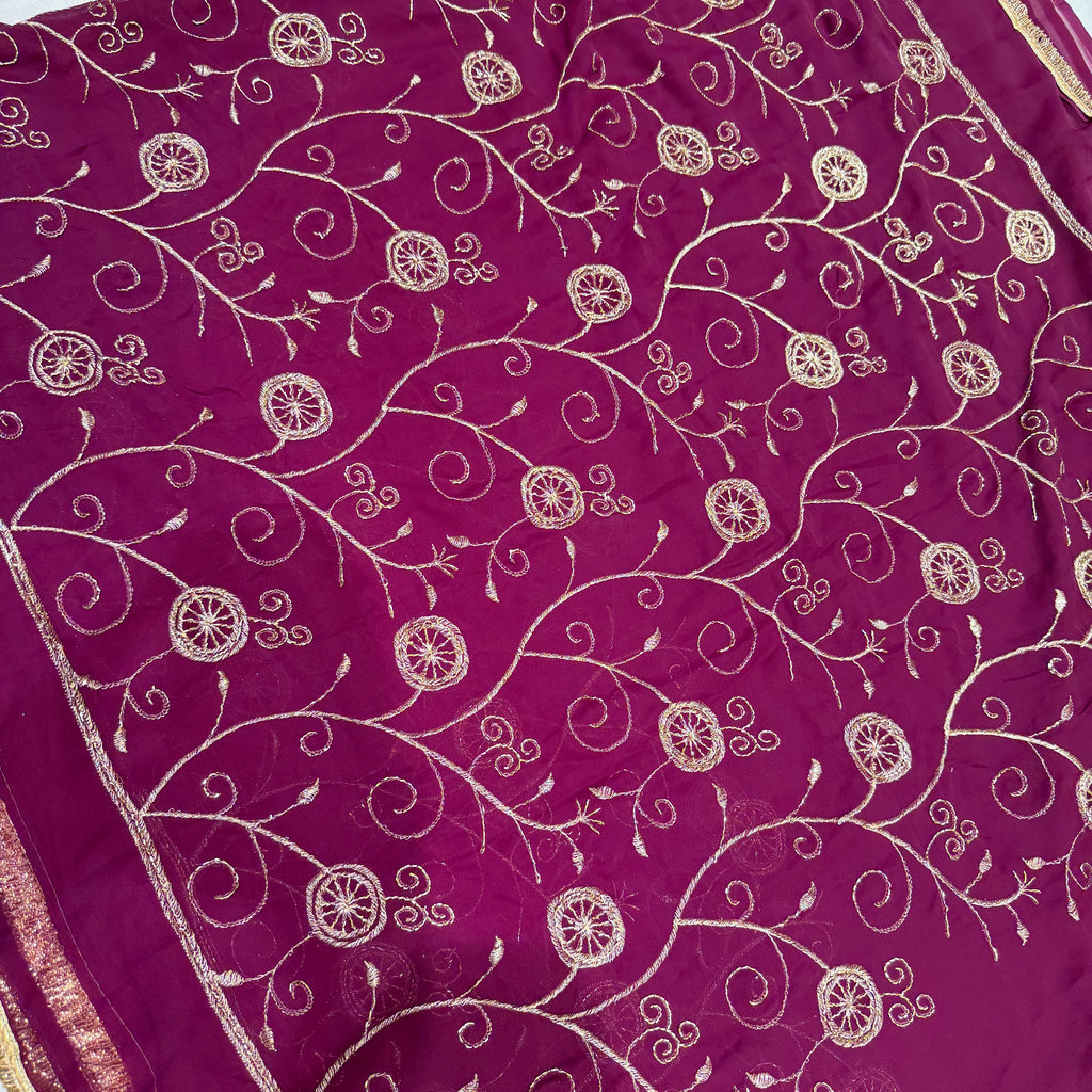 Premium Floral Vine Embroidered Fabric for Ethnic Wear