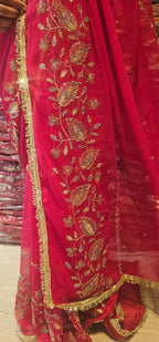 Rani colour Premium Hand Work Designer Saree | 30-30 Fabric Party Wear Saree