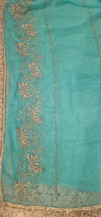 Sky Blue Premium Hand Work Designer Saree | 30-30 Fabric Party Wear Saree