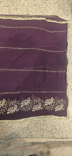 Wine colour Premium Hand Work Designer Saree | 30-30 Fabric Party Wear Saree