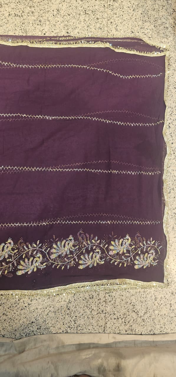 Wine colour Premium Hand Work Designer Saree | 30-30 Fabric Party Wear Saree