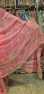 Baby Pink Premium Hand Work Designer Saree | 30-30 Fabric Party Wear Saree