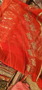 Red Premium Hand Work Designer Saree | 30-30 Fabric Party Wear Saree