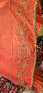 Pich colour Premium Hand Work Designer Saree | 30-30 Fabric Party Wear Saree