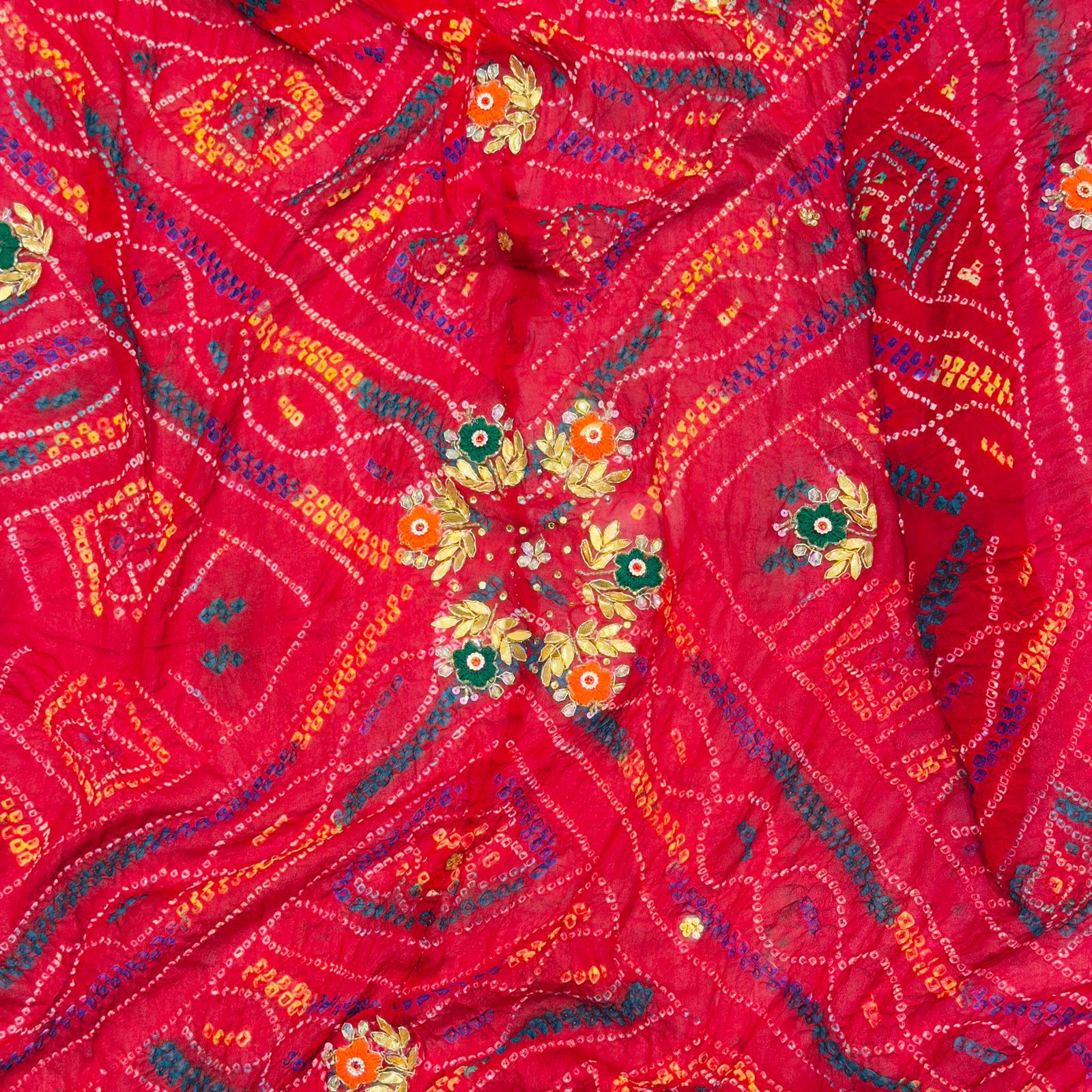 Red Ojriya Chunri with Embroidery for Women | Ethnic Wear