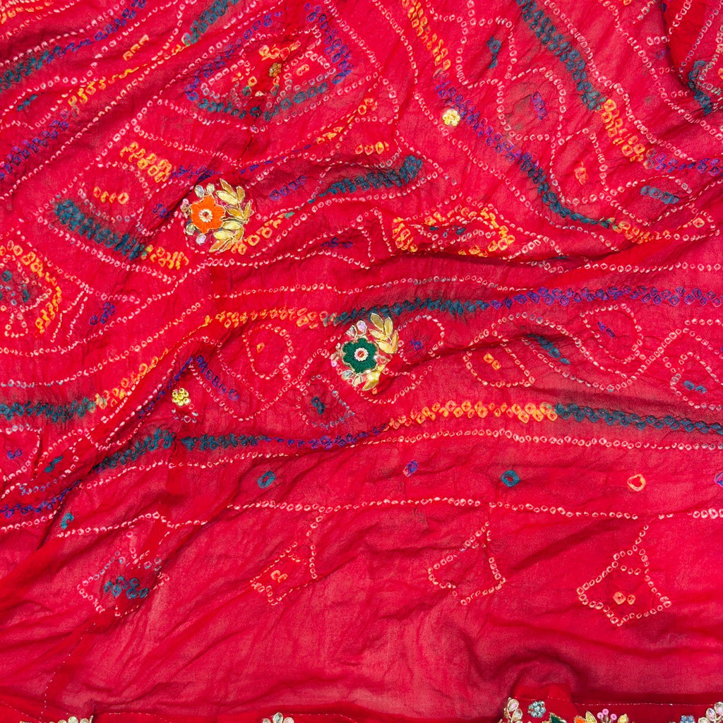 Red Ojriya Chunri with Embroidery for Women | Ethnic Wear