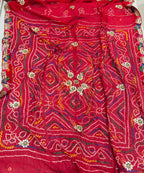 Red Ojriya Chunri with Floral Embroidery for Women