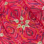 Red Ojriya Chunri with Floral Embroidery for Women