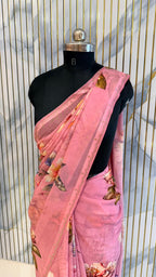 Elegant Peacock Print Summer Saree – Lightweight & Comfortable