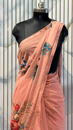 Elegant Peacock Print Summer Saree – Lightweight & Comfortable