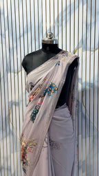 Elegant Peacock Print Summer Saree – Lightweight & Comfortable