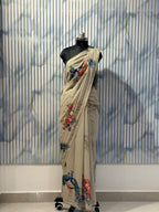 Elegant Peacock Print Summer Saree – Lightweight & Comfortable