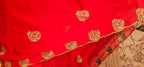 Premium Red Georgette Saree with Golden Potli Motif Work | Designer Party Wear Saree